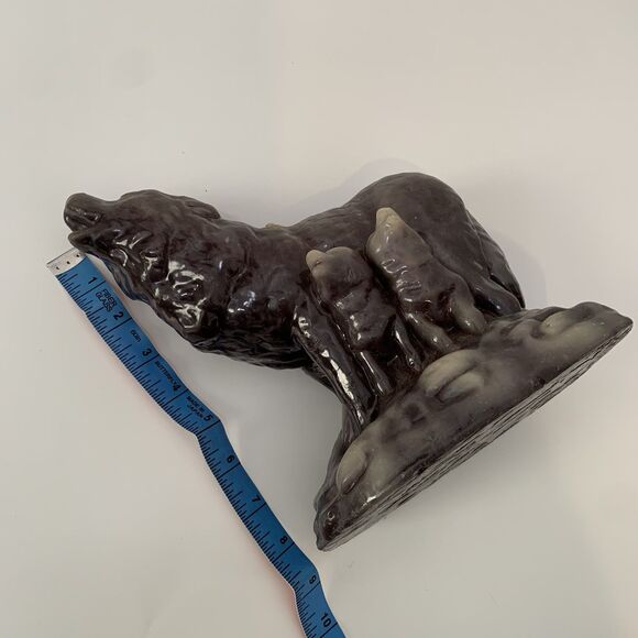 Vtg Wolf Cub Family Howling Wax Shaped Candle 9” Tall Grey Mythical - Picture 6 of 6